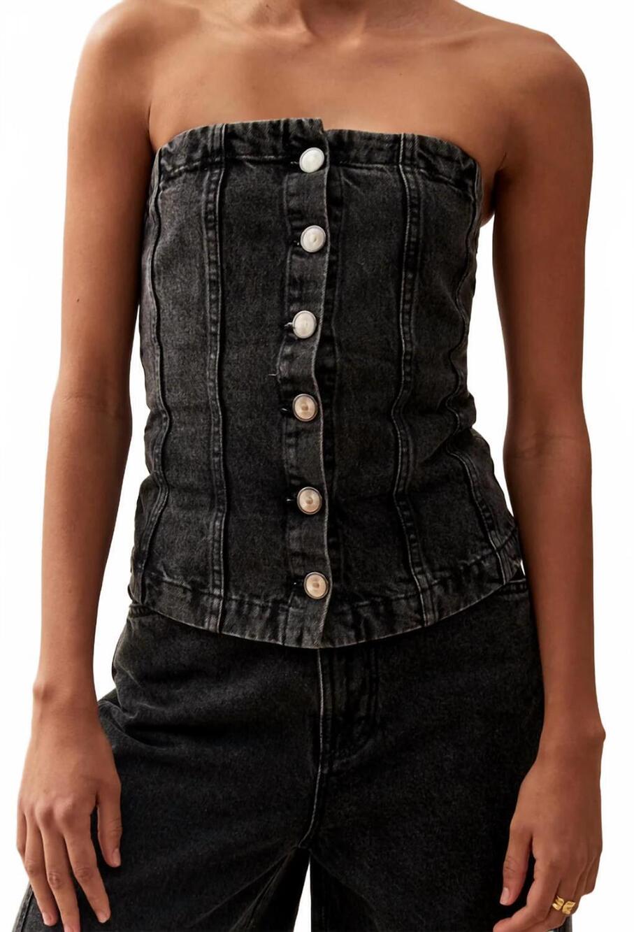 NEW ALOHAS troyes denim tank in black